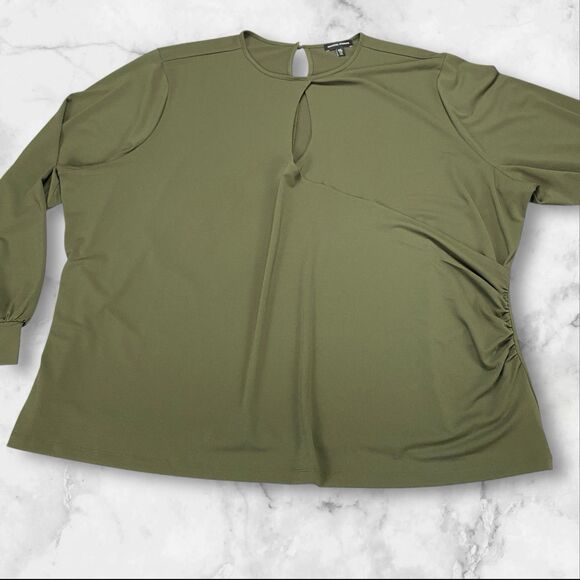 Universal Standard Womens Side Cinch Keyhole Blouse Size 2XL Green - Picture 7 of 15